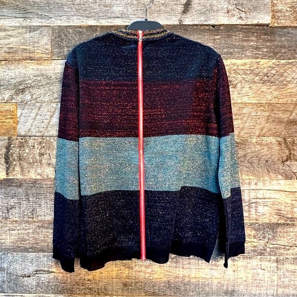 Anthropologie/Moth Lurex Stripe Sweater with Zip Back, NWT!! - Picture 2 of 6